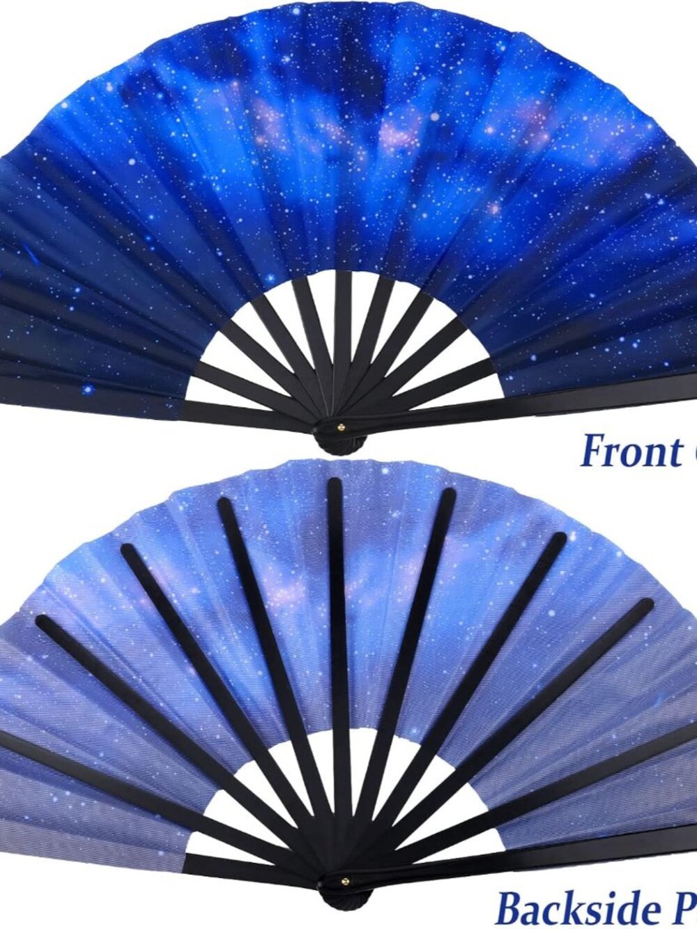 2 Pack Foldable Fans for Rave Dancing,Multi Color,Galaxy Pattern - Picture 5 of 6